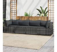 vidaXL Set Divani da Giardino 4 pz con Cuscini in Polyrattan Grigio