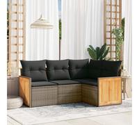vidaXL Set Divani da Giardino 4 pz con Cuscini in Polyrattan Grigio