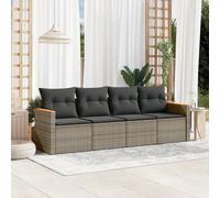 vidaXL Set Divani da Giardino 4 pz con Cuscini in Polyrattan Grigio