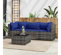 vidaXL Set Divani da Giardino 4 pz con Cuscini in Polyrattan Grigio