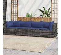 vidaXL Set Divani da Giardino 4 pz con Cuscini in Polyrattan Grigio