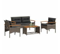 vidaXL Set Divani da Giardino 4 pz con Cuscini in Polyrattan Grigio