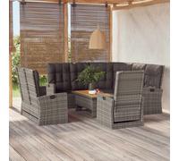 vidaXL Set Divani da Giardino 4 pz con Cuscini in Polyrattan Grigio