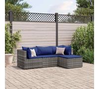 vidaXL Set Divani da Giardino 4 pz con Cuscini in Polyrattan Grigio