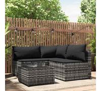 vidaXL Set Divani da Giardino 4 pz con Cuscini in Polyrattan Grigio