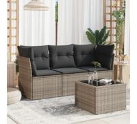 Set Divani da Giardino 4 pz con Cuscini in Polyrattan Grigio