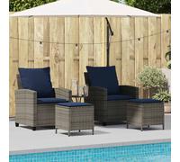 vidaXL Set Divani da Giardino 4 pz con Cuscini in Polyrattan Grigio