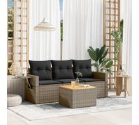 Set Divani da Giardino 4 pz con Cuscini in Polyrattan Grigio