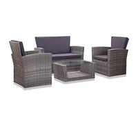 vidaXL Set Divani da Giardino 4 pz con Cuscini Salotto da Esterno Salottino per Patio Arredo da Esterni Arredamento Giardino in Polyrattan Grigio