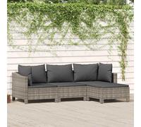Set Divani da Giardino 4 pz con Cuscini in Polyrattan Grigio