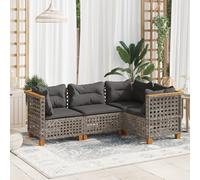 vidaXL Set Divani da Giardino 4 pz con Cuscini in Polyrattan Grigio