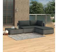 vidaXL Set Divani da Giardino 4 pz con Cuscini in Polyrattan Grigio