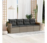 vidaXL Set Divani da Giardino 4 pz con Cuscini in Polyrattan Grigio