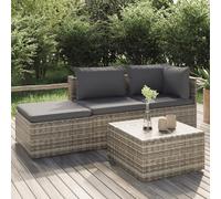 vidaXL Set Divani da Giardino 4 pz con Cuscini in Polyrattan Grigio