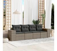 Set Divani da Giardino 4 pz con Cuscini in Polyrattan Grigio