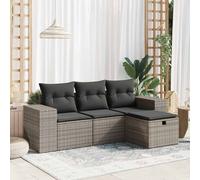 vidaXL Set Divani da Giardino 4 pz con Cuscini in Polyrattan Grigio