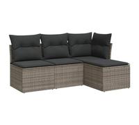 vidaXL Set Divani da Giardino 4 pz con Cuscini in Polyrattan Grigio