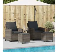 Set Divani da Giardino 4 pz con Cuscini in Polyrattan Grigio