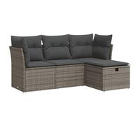 vidaXL Set Divani da Giardino 4 pz con Cuscini in Polyrattan Grigio, Set di salotti da Giardino, Divano per Giardino, Set di divani ad Angolo da Esterno