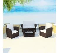 vidaXL Set Divani da Giardino 4 pz Elegante Comodo Robusto Sofa con Tavolino Sedie Poggiapiedi con Cuscini Ecologico in Polyrattan Marrone