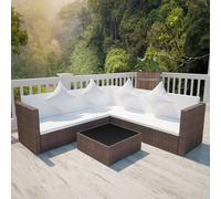 VIDAXL - Set Divani da Giardino 4 pz con Cuscini in Polyrattan Marrone