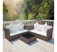vidaXL Set Divani da Giardino 4 pz con Cuscini in Polyrattan Marrone