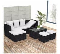 vidaXL Set Divani da Giardino 4 pz con Cuscini in Polyrattan Nero Sofa Esterni