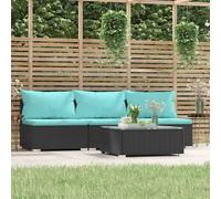Set Divani da Giardino 4 pz con Cuscini in Polyrattan Nero