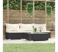 vidaXL Set Divani da Giardino 4 pz con Cuscini in Polyrattan Nero