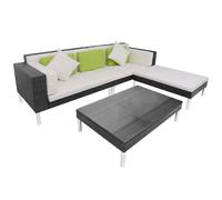 vidaXL Set Divani da Giardino 4 pz con Cuscini in Polyrattan Nero