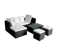 vidaXL Set Divani da Giardino 4 pz con Cuscini in Polyrattan Nero Sofa Esterni