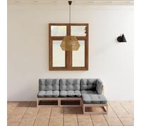 Set Divani da Giardino 4 pz con Cuscini Legno Massello di Pino