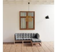 Set Divani da Giardino 4 pz con Cuscini Legno Massello di Pino