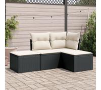 Set Divani da Giardino 4 pz con Cuscini Nero in Polyrattan