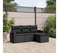 Set Divani da Giardino 4 pz con Cuscini Nero in Polyrattan