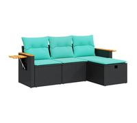 vidaXL Set Divani da Giardino 4 pz con Cuscini Nero in Polyrattan