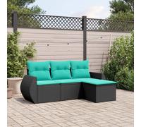 Set Divani da Giardino 4 pz con Cuscini Nero in Polyrattan