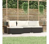 vidaXL Set Divani da Giardino 4 pz con Cuscini Nero in Polyrattan