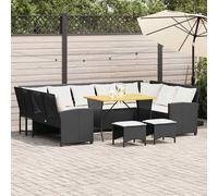vidaXL Set Divani da Giardino 4 pz con Cuscini Nero in Polyrattan