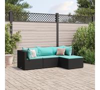 vidaXL Set divani da giardino 4 pz in polyrattan nero con cuscini