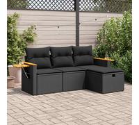DIVANI DA GIARDINO VIDAXL 4 pz con Cuscini Nero in Polyrattan - 3325947