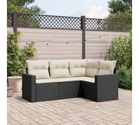 Set Divani da Giardino 4 pz con Cuscini Nero in Polyrattan
