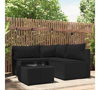 VIDAXL - Set Divani da Giardino 4 pz con Cuscini Nero in Polyrattan - SPEDIZIONE GRATUITA