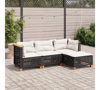 vidaXL Set Divani da Giardino 4 pz con Cuscini Nero in Polyrattan