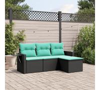 vidaXL Set Divani da Giardino 4 pz con Cuscini Nero in Polyrattan