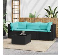 vidaXL Set Divani da Giardino 4 pz con Cuscini Nero in Polyrattan