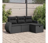 vidaXL Set Divani da Giardino 4 pz con Cuscini Nero in Polyrattan