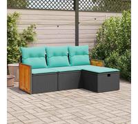 Set Divani da Giardino 4 pz con Cuscini Nero in Polyrattan