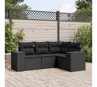 vidaXL Set Divani da Giardino 4 pz con Cuscini Nero in Polyrattan