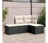 vidaXL Set Divani da Giardino 4 pz con Cuscini Nero in Polyrattan